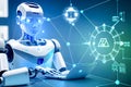 development of new science and technology tools and innovation with artificial intelligence smart robot, new technologies concept