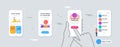 Development plan, Messenger and Image carousel minimal line icons. For web application, printing. Vector