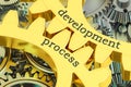 Development Process concept on the gears, 3D rendering Royalty Free Stock Photo