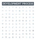 Development process vector line icons set. Process, Development, Planning, Implementation, Design, Management, Analysis Royalty Free Stock Photo