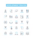 Development process vector line icons set. Process, Development, Planning, Implementation, Design, Management, Analysis Royalty Free Stock Photo