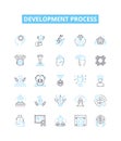 Development process vector line icons set. Process, Development, Planning, Implementation, Design, Management, Analysis Royalty Free Stock Photo