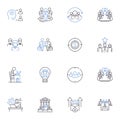 Development and progress line icons collection. Innovation, Strategy, Growth, Advancement, Evolution, Improvement