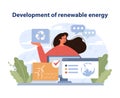 Development of Renewable Energy concept. Flat vector illustration.