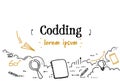 Development software programming coding concept sketch doodle horizontal isolated copy space Royalty Free Stock Photo