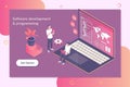 Development of software and programming concept. Big data processing, computing isometric Royalty Free Stock Photo