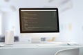 Development team office concept. Computer display with java code editor