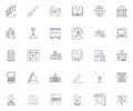 Development technology line icons collection. Agile, Code, Automation, Debug, IDE, Integration, DevOps vector and linear