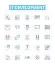 IT development vector line icons set. IT, development, software, coding, engineering, program, web illustration outline Royalty Free Stock Photo