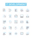 IT development vector line icons set. IT, development, software, coding, engineering, program, web illustration outline Royalty Free Stock Photo