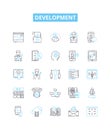 Development vector line icons set. Growth, Improvement, Expansion, Advancement, Proliferation, Progression, Enhancements