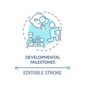 Developmental milestones turquoise concept icon