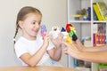 Developmental and speech therapy classes with a child-girl