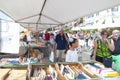 The Deventer book market in the Netherlands on august 3, 2014. The boulevard crowded with people scouring the book stalls.