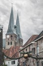 The towers of De Sint Nicolaaskerk or Bergkerk in Deventer is originally a Romanesque cross basilica