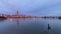 Deventer skyline, evening at the river IJssel Royalty Free Stock Photo