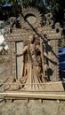 Devi saraswati idol,statue,murti is making by an clay idol maker in Hindu religion, mythology in India.