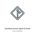 Deviation arrows signal of street outline vector icon. Thin line black deviation arrows signal of street icon, flat vector simple