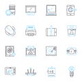 Device advancements linear icons set. Innovation, Progression, Modernization, Development, Advancement, Evolvement