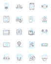 Device advancements linear icons set. Innovation, Progression, Modernization, Development, Advancement, Evolvement