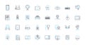 Device advancements linear icons set. Innovation, Progression, Modernization, Development, Advancement, Evolvement