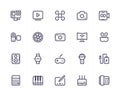 Device and multimedia line icon set. Vector illustration on white background.