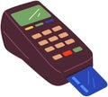 Device for contactless payment with buttons. Pos terminal, NFC technology, pay for purchases Royalty Free Stock Photo