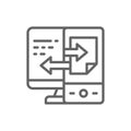 Device data transfer, file synchronization line icon.