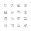 Device-driven line icons collection. Automated, Integrated, Smart, Connected, Autonomous, Responsive, Proactive vector