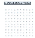 Device electronics vector line icons set. Electronics, Device, Computing, Gadgets, Smartphones, Tablets, Computers