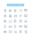 Device electronics vector line icons set. Electronics, Device, Computing, Gadgets, Smartphones, Tablets, Computers