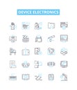 Device electronics vector line icons set. Electronics, Device, Computing, Gadgets, Smartphones, Tablets, Computers