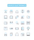 Device electronics vector line icons set. Electronics, Device, Computing, Gadgets, Smartphones, Tablets, Computers