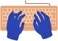 Device for entering information into computer. Human hands pressing buttons on keyboard, typing Royalty Free Stock Photo