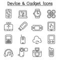 Device & Gadget icon set in thin line style Royalty Free Stock Photo