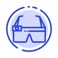 Device, Glasses, Google Glass, Smart Blue Dotted Line Line Icon Royalty Free Stock Photo