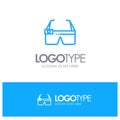 Device, Glasses, Google Glass, Smart Blue outLine Logo with place for tagline