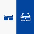 Device, Glasses, Google Glass, Smart Line and Glyph Solid icon Blue banner Line and Glyph Solid icon Blue banner Royalty Free Stock Photo