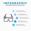 Device, Glasses, Google Glass, Smart Line icon with 5 steps presentation infographics Background