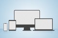 Device icons: smart phone, tablet, laptop and desktop computer. Vector illustration of responsive web design Royalty Free Stock Photo