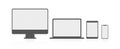 Device icons: smart phone, tablet, laptop and desktop computer. Vector illustration of responsive web design Royalty Free Stock Photo