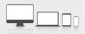 Device icons: smart phone, tablet, laptop and desktop computer. Vector illustration of responsive web design Royalty Free Stock Photo
