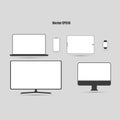 Device icons. Smart watch, smart phone, laptop, monitor, tablet, TV, on a gray background. Vector EPS10 Royalty Free Stock Photo