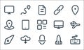 Device line icons. linear set. quality vector line set such as keyboard, scan, compass, rocket, download, gps, monitor, chain, map