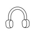 A device for listening to music and radio. Headphones for volumetric sound. Earphone gadget. Vector line icon. Editable Royalty Free Stock Photo