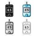 A device for measuring the level of blood sugar.Equipping the patient with diabetes.Diabetes single icon in cartoon