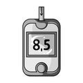 A device for measuring the level of blood sugar.Equipping the patient with diabetes.Diabetes single icon in monochrome