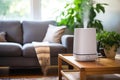 a device monitoring indoor air quality in a living room