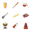 Device for music icons set, cartoon style Royalty Free Stock Photo