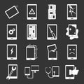 Device repair symbols icons set grey vector